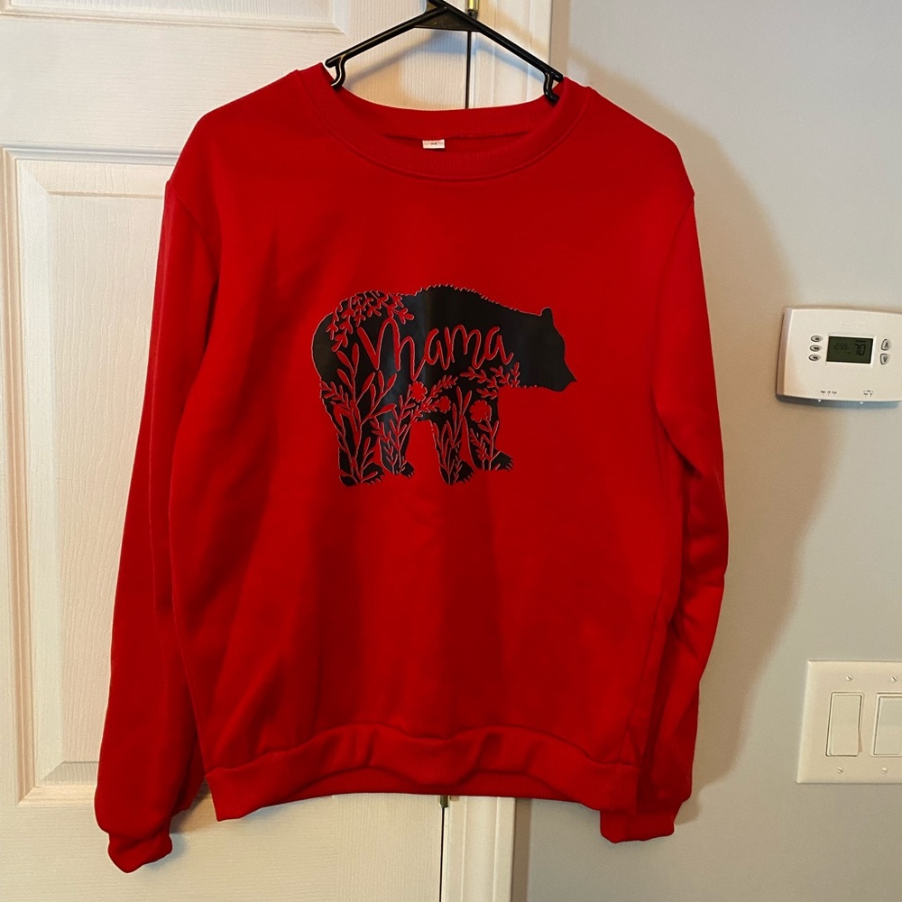Mama Bear Sweatshirt, Red, Small.